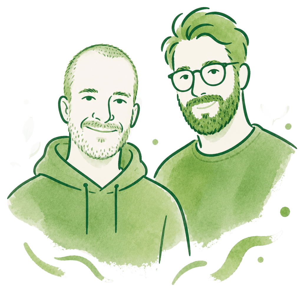 Tobias und Christoph, handgezeichnete Illustration