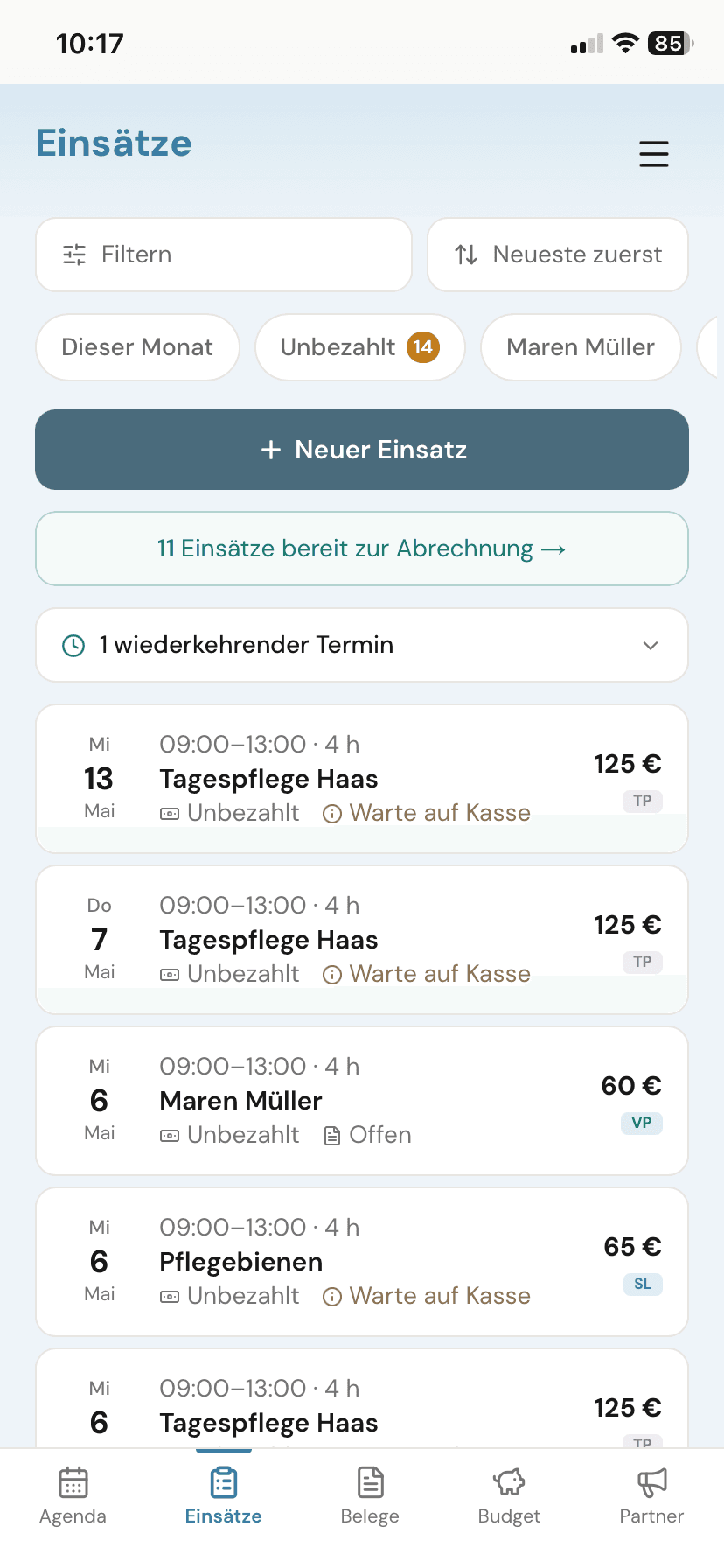 Einsätze tracken